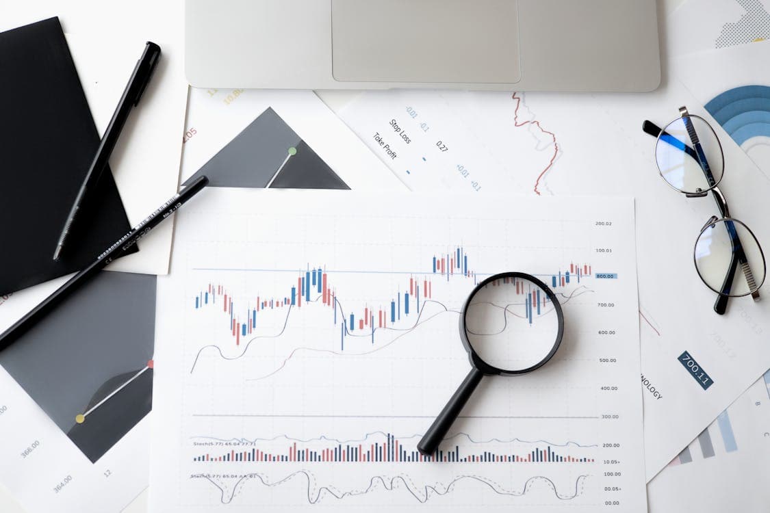 Person analyzing financial data and trading strategy backtests
