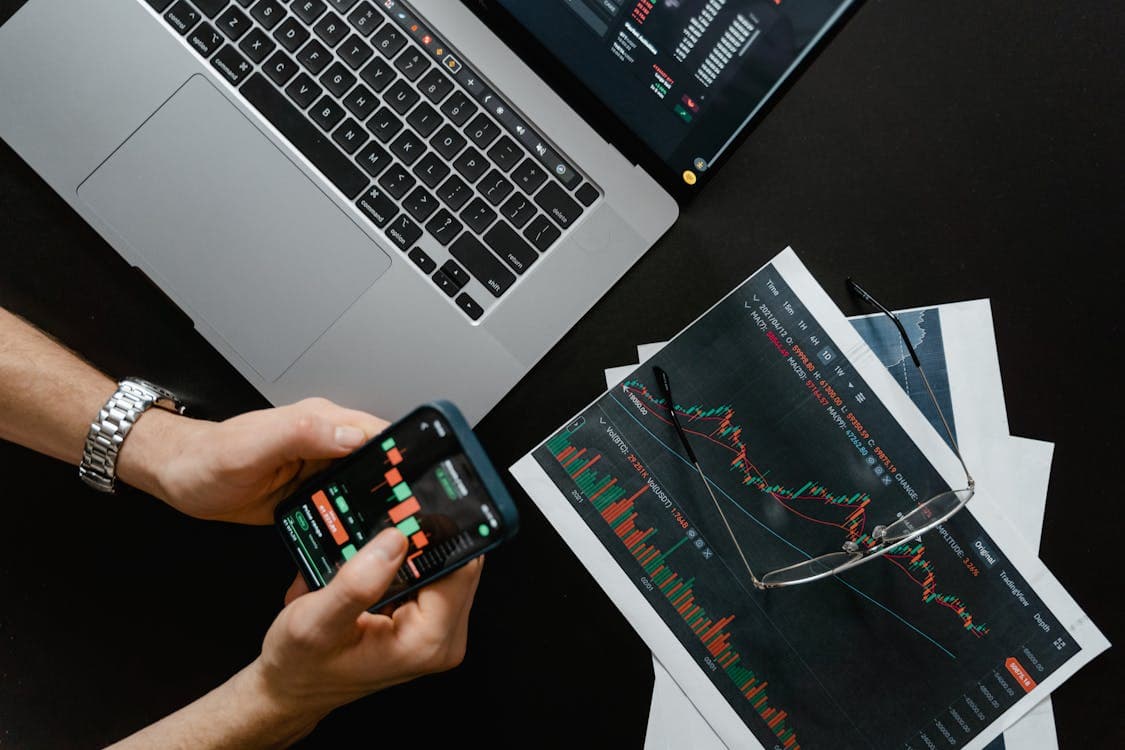 Financial risk management analysis on laptop screen